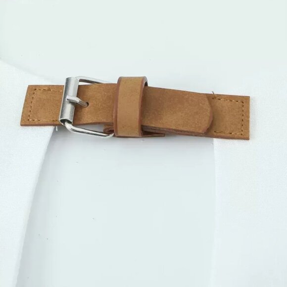 ZARA White Halter Collar Backless Summer Dress with Buckle Belt - Picture 5 of 6